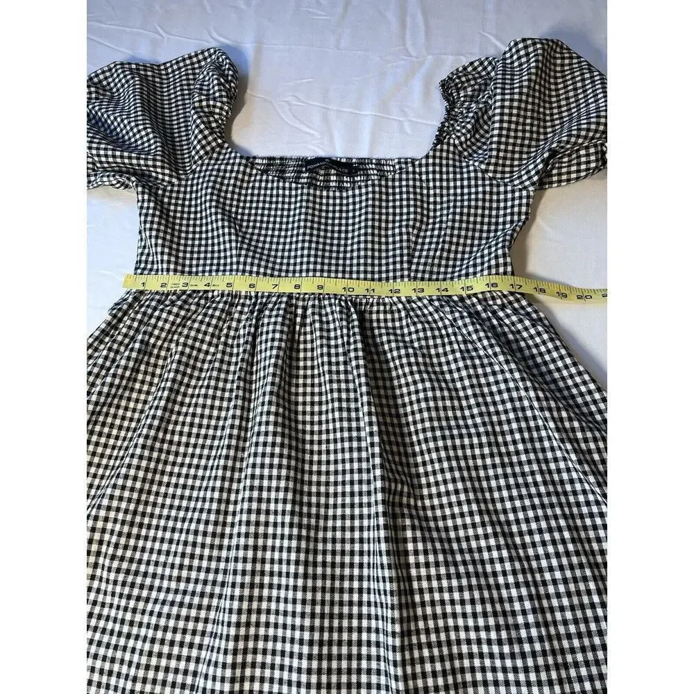 Pomander Place Black & White Gingham Puff-Sleeve Mini Dress